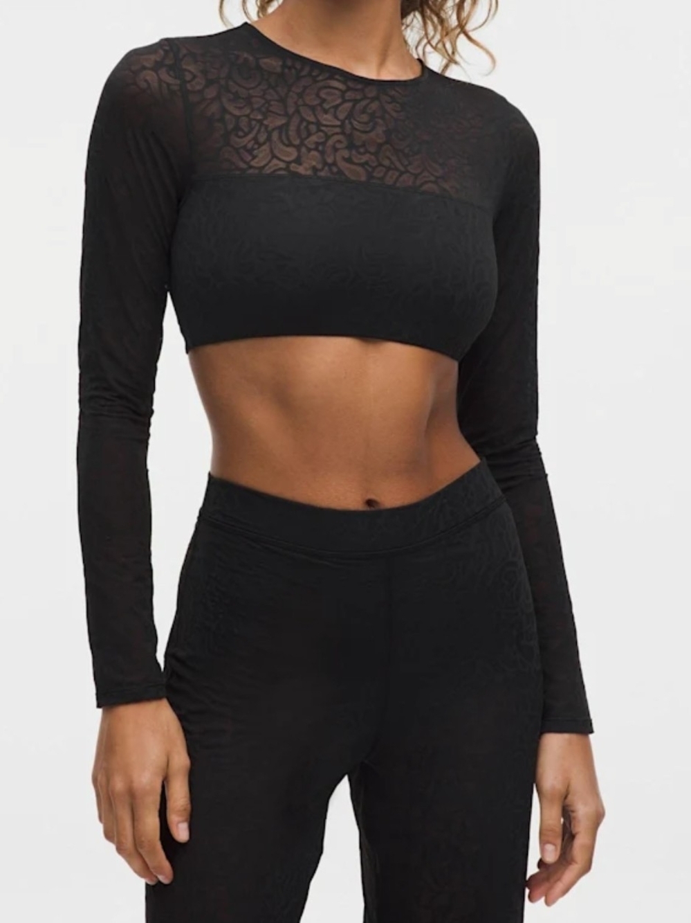 Lululemon Paisley Lace Bandeau Long Sleeve - Black